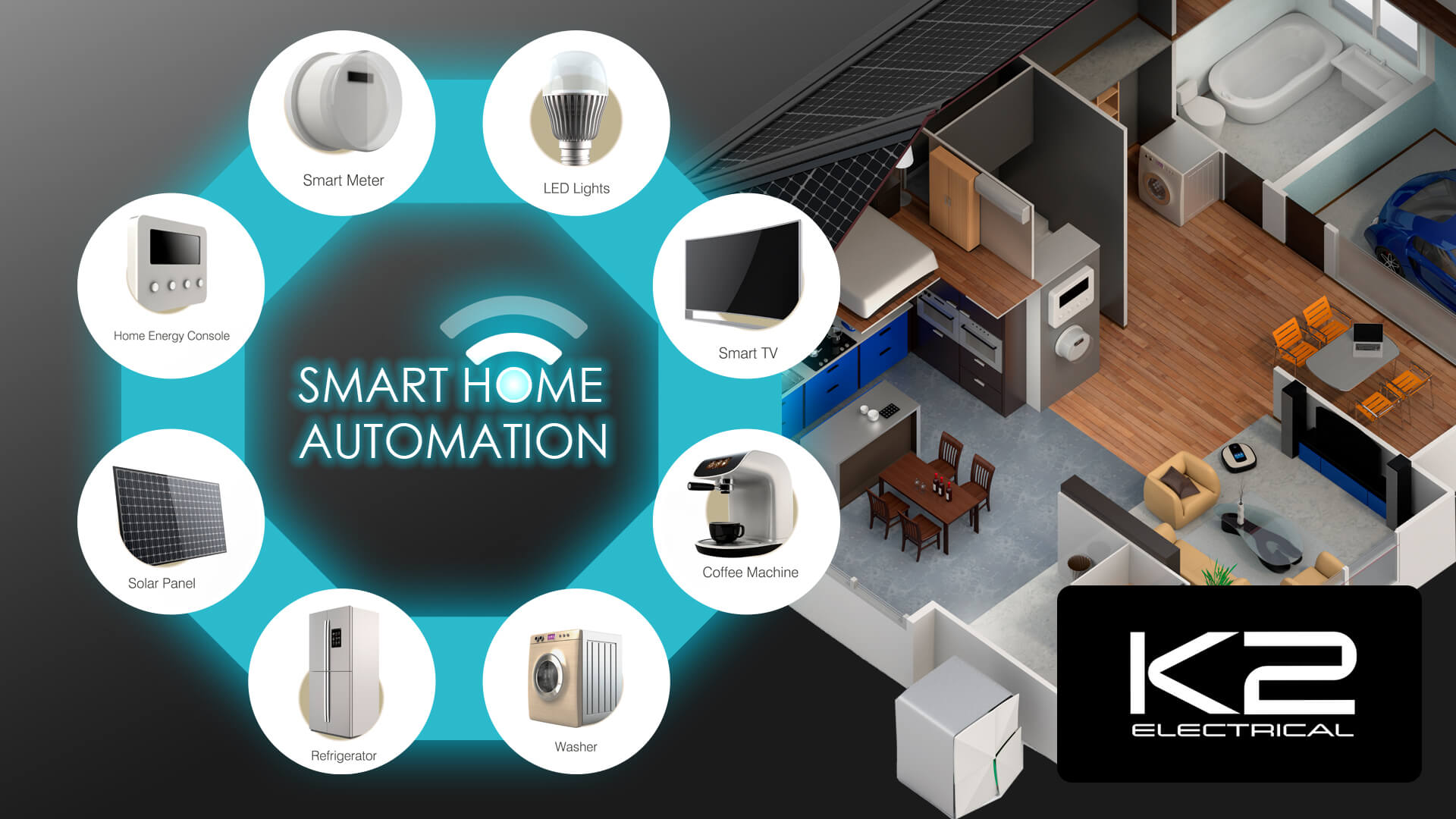 K2 Electrical Smart Home Automation and Integration Infographic